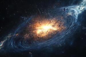 A massive explosion in a galaxy creates a fiery ring of debris and energy. photo