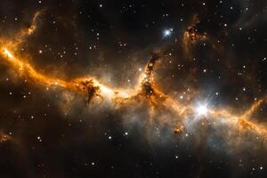 A glowing nebula with stars in the dark space. photo