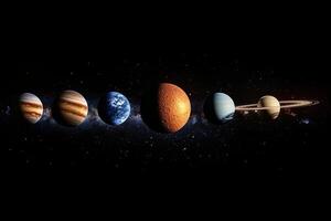 Planets of the Solar System lined up in space. photo