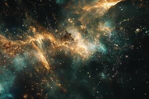 A vibrant nebula with swirling clouds of gas and dust. photo