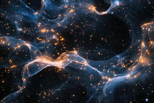 Abstract cosmic nebula with glowing gas and stars. photo