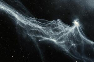 A vast, ethereal nebula with a distinctive white shape against a background of a dark starry sky. photo
