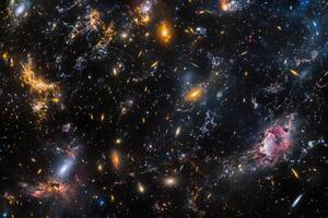 A vibrant, cosmic tapestry of stars, galaxies, and nebulae in deep space. photo