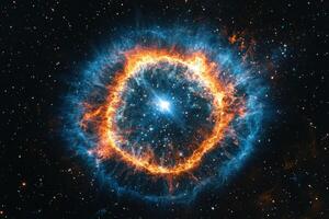 A vibrant nebula with a central star. photo
