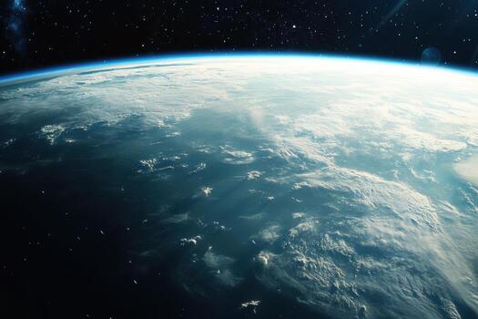 Earth from Space with Clouds and Stars. photo