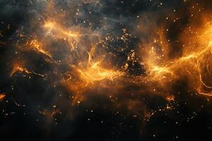 Abstract fiery nebula with dark background. photo