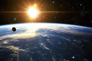 Earthrise over a distant planet. photo