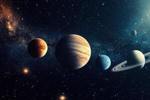 Planets aligned in outer space. photo