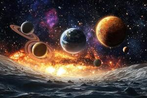 Planets in a starry sky. photo