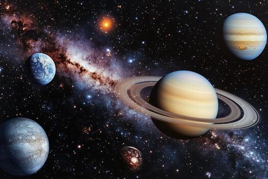 Planets in the Milky Way Galaxy. photo