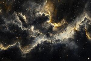 A swirling cloud of gas and dust in space, lit by the glow of distant stars. photo