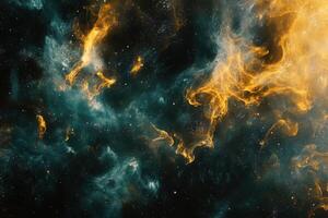 Abstract cosmic nebula with vibrant colors and swirling patterns. photo