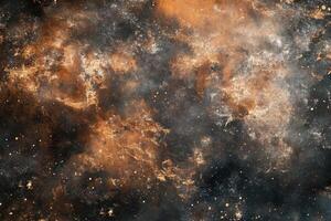 Abstract orange, gray and black space nebula with stars. photo