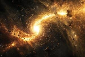 A swirling galaxy with bright, glowing gas and dust clouds. photo