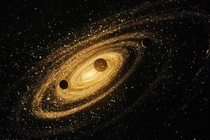 A swirling galaxy with planets in the foreground. photo