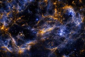 A swirling nebula of golden and blue light. photo