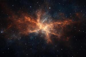 A vibrant nebula glows in the darkness of space, surrounded by a field of twinkling stars. photo
