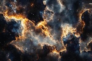 Cosmic clouds of gas and dust in a nebula. photo