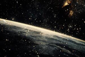Earthrise over a starry night sky. photo