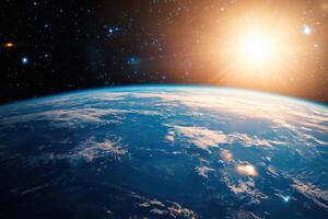 Earthrise with Sun and Stars. photo