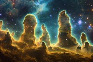 Pillars of Creation in the Eagle Nebula, a star-forming region. photo