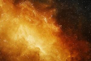 Orange and yellow nebula with stars. photo