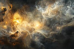 Abstract cosmic clouds swirling with stars and nebulae in a dark space. photo
