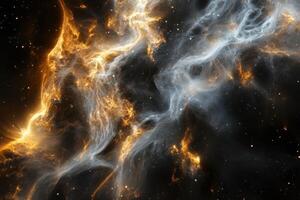 Abstract cosmic nebula with glowing gas and dust clouds. photo
