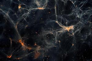Abstract cosmic nebula with glowing gas and stars. photo