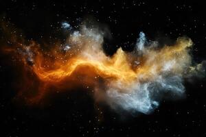 Abstract cosmic nebula with swirling clouds of gas and dust in space. photo