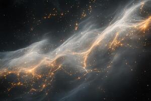 Abstract cosmic nebula with glowing gas clouds and stars. photo