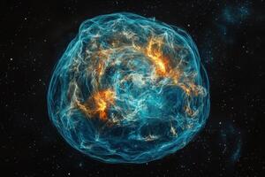 Abstract cosmic sphere with glowing energy. photo