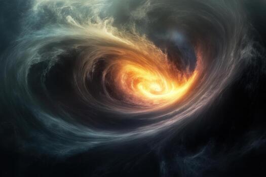 Abstract swirl of clouds with a fiery center. photo