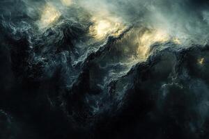 Abstract swirling cloud texture with yellow light peeking through. photo