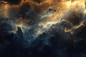 Abstract cosmic nebula with swirling gas clouds and stars. photo