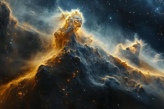 Cosmic clouds of gas and dust illuminated by starlight. photo