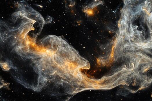 Cosmic gas and dust clouds swirl in space. photo