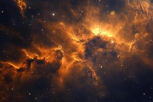 Cosmic nebula with glowing gas and stars. photo