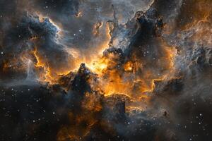 Cosmic Nebula with Glowing Gas and Stars. photo