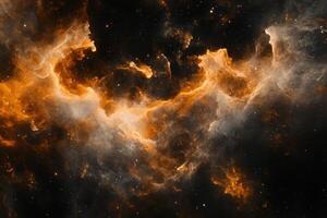 Cosmic Nebula with Glowing Orange and White Gas Clouds. photo