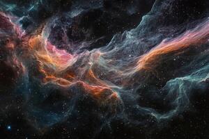 Cosmic Nebula with swirling clouds of gas and dust, stars. photo