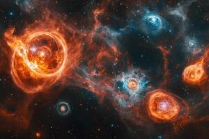 Cosmic Nebula with swirling clouds of gas and dust. photo