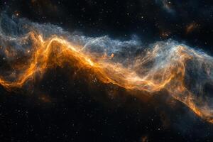 Cosmic nebula with swirling clouds of gas and dust, illuminated by stars. photo