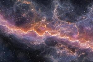 Cosmic nebula with swirling gas and dust. photo