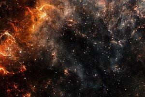 Cosmic Nebula with swirling gas and stars. photo