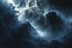 Dramatic storm clouds with lightning bolts. photo