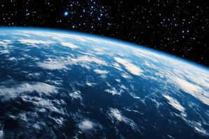 Earth from Space with Clouds and Stars. photo