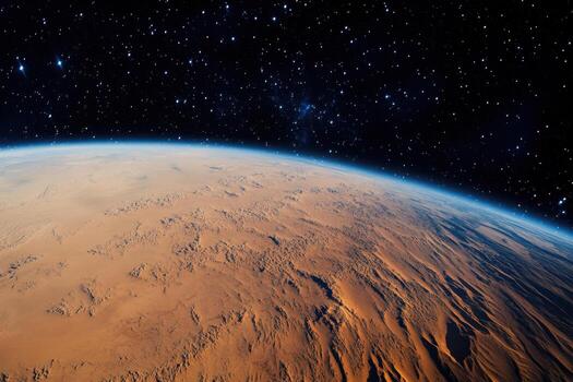 Earth's atmosphere and surface viewed from space. photo