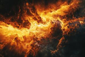 Fiery abstract clouds with swirling and glowing patterns. photo