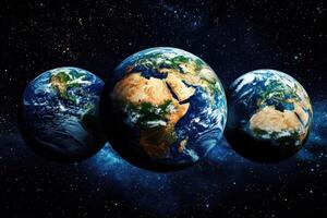 Three Earths in Space. photo